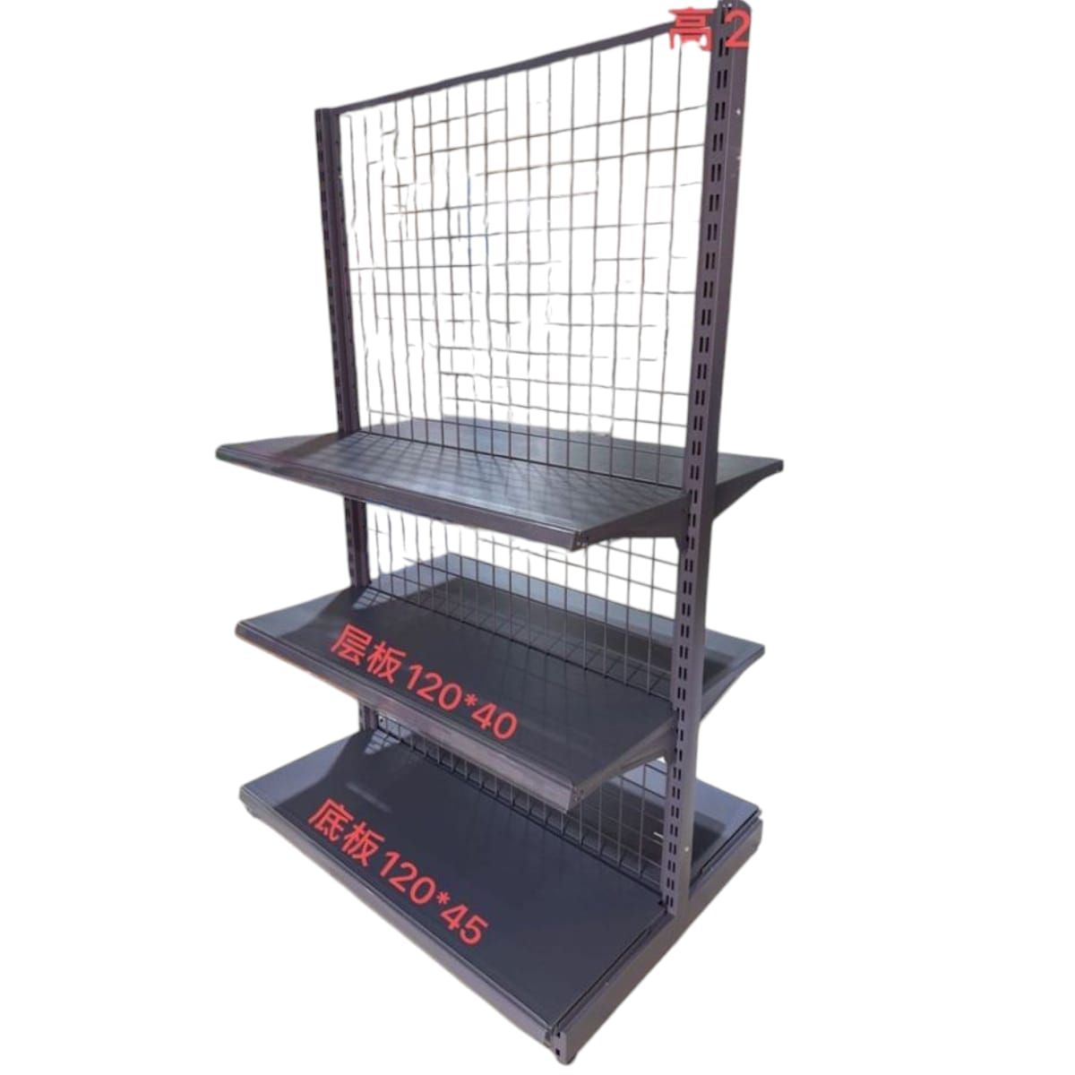 GENERICO - Estante Metálico doble Cara Gris de 3 Niveles 120x45 cm  Gms