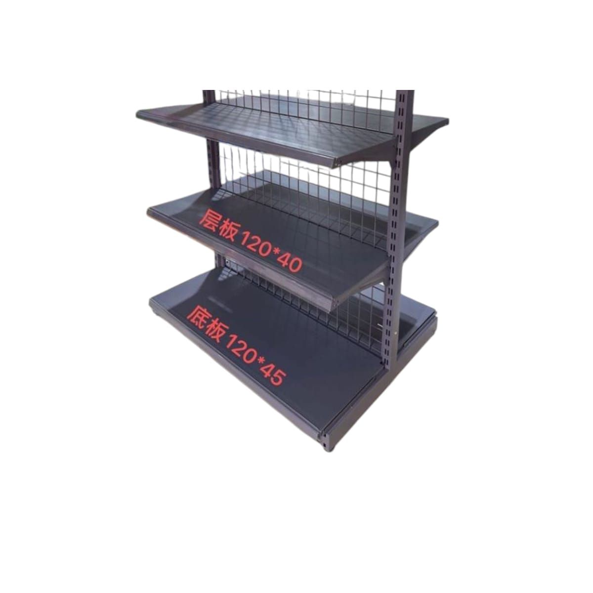 GENERICO - Estante Metálico doble Cara Gris de 3 Niveles 120x45 cm  Gms