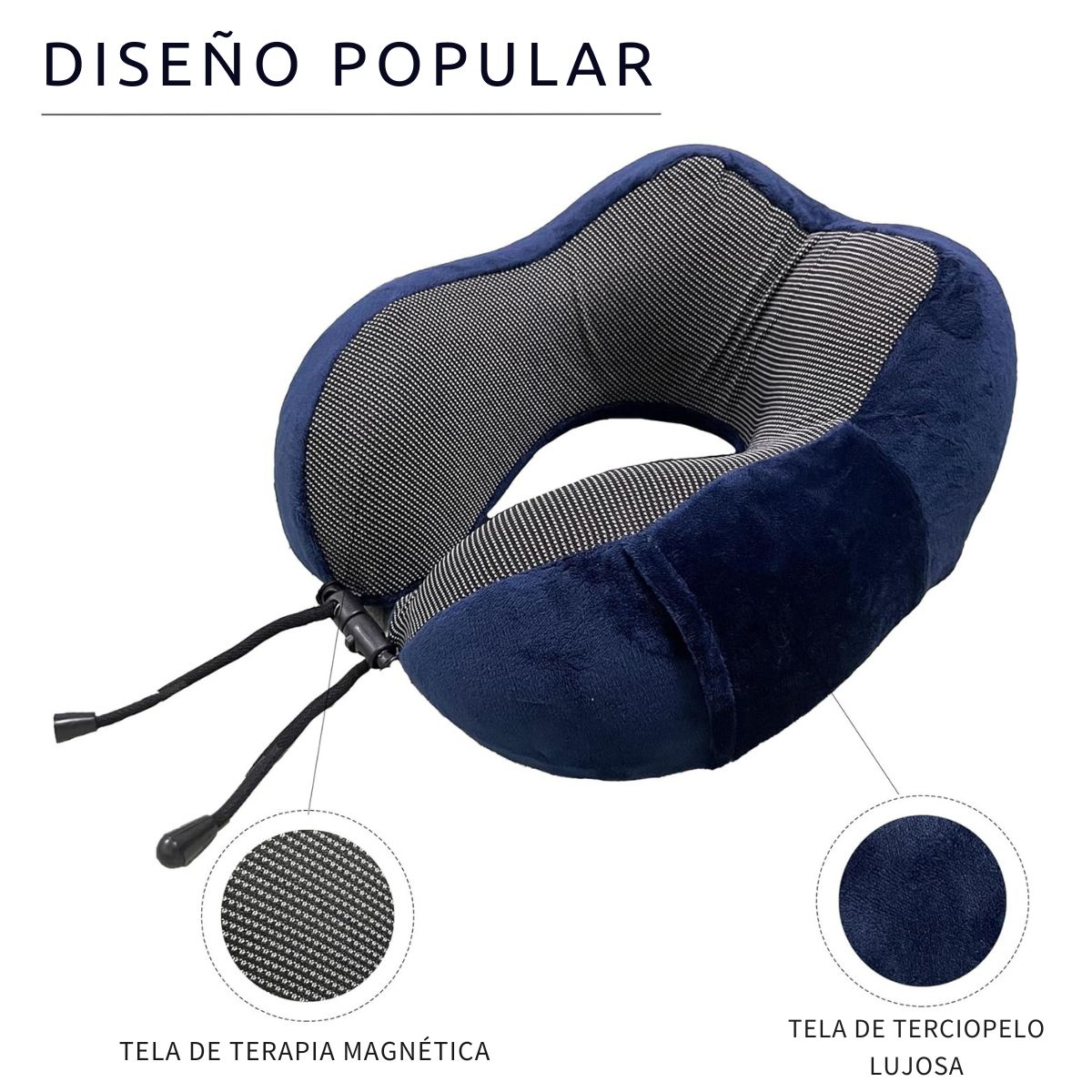 GENERICO - Almohada de Cuello Viscoelástica Cojín de Viaje Bolsillo Celular Soporte Cervical