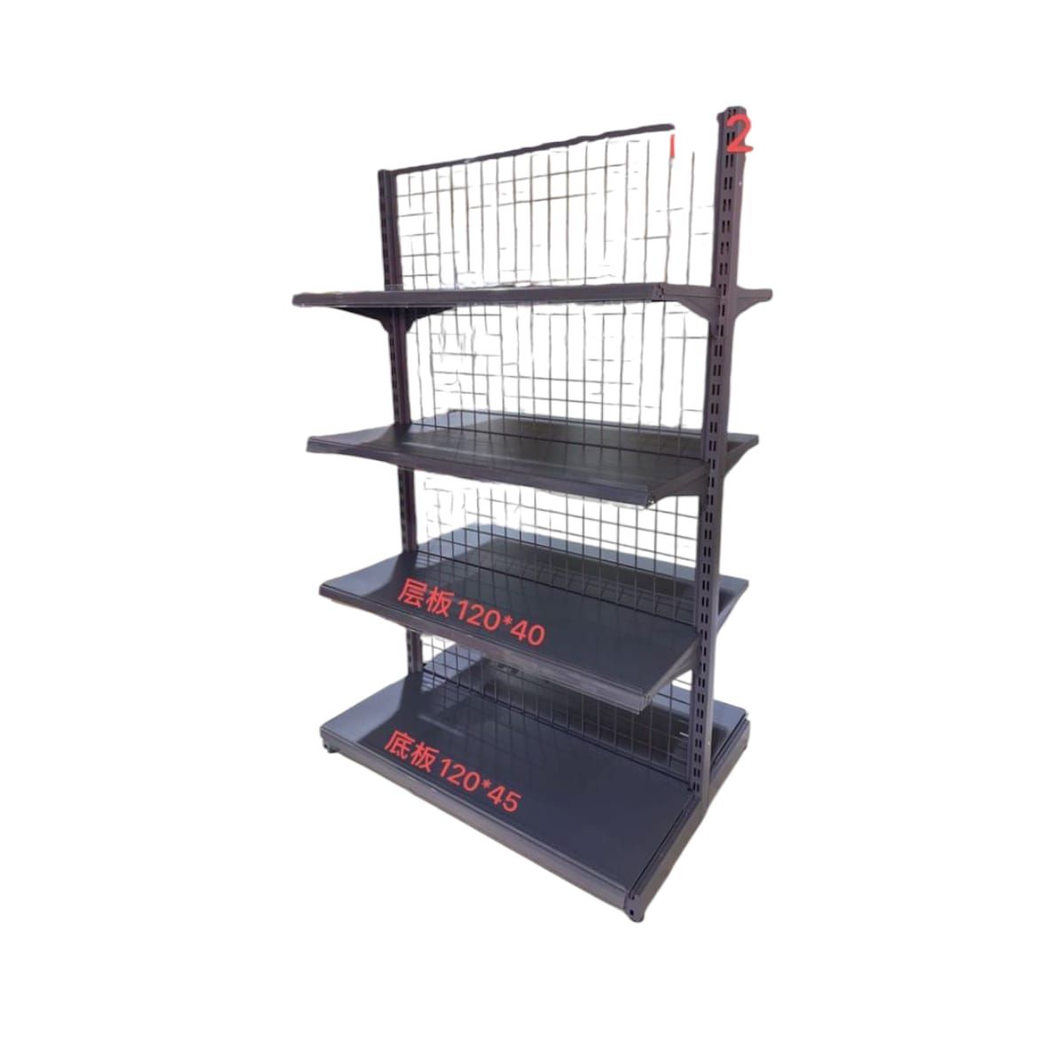 GENERICO - Estante Metálico Doble Cara Gris de 4 Niveles 120x45 cm 2 Paral Gms