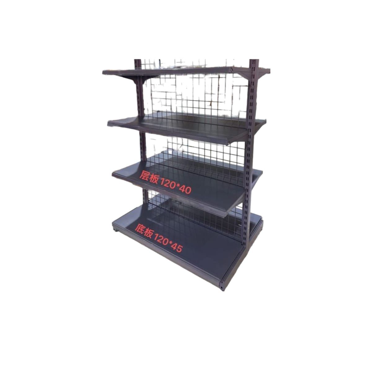 GENERICO - Estante Metálico Doble Cara Gris de 4 Niveles 120x45 cm 2 Paral Gms
