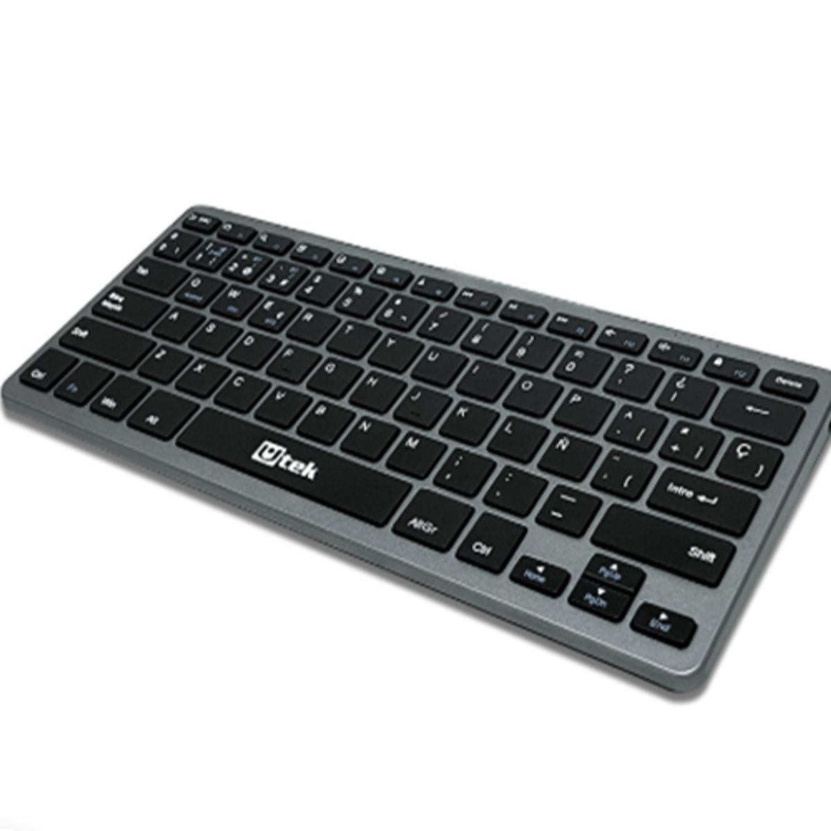 UTEK - Teclado Inalambrico 24ghz Y Bluetooth Recargable Utek Gris Oscuro Español Latino UT-KBBT2100