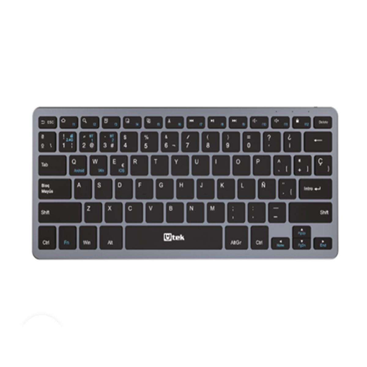 UTEK - Teclado Inalambrico 24ghz Y Bluetooth Recargable Utek Gris Oscuro Español Latino UT-KBBT2100