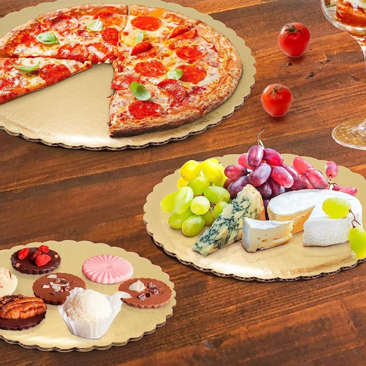 KINDA NICE - Set 12 Bandeja Base Redonda Torta Pastel Carton 25 Cm