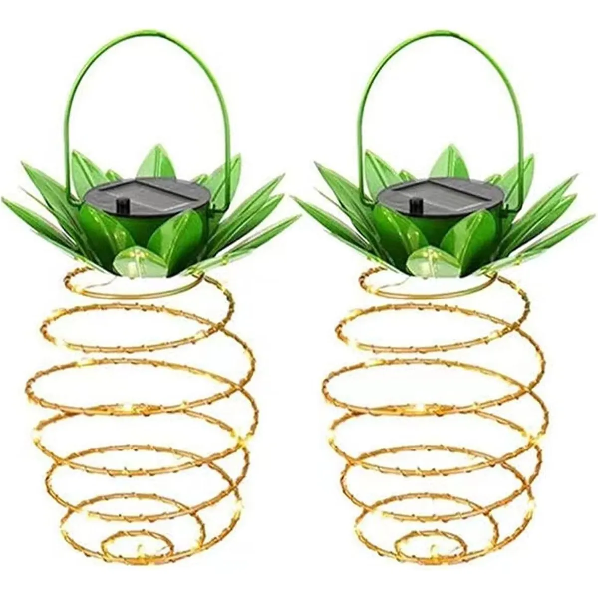 TATEE - Set 2 Luces solares para jardín luces solares Lámpara de hierro con forma de piña