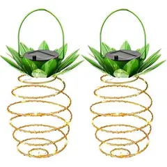 TATEE - Set 2 Luces solares para jardín luces solares Lámpara de hierro con forma de piña