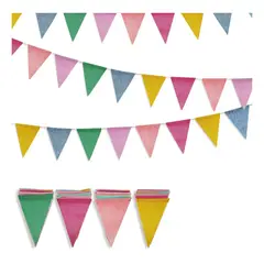 KINDA NICE - 4 Set De Banderines De Lino Multicolor Decoración Eventos