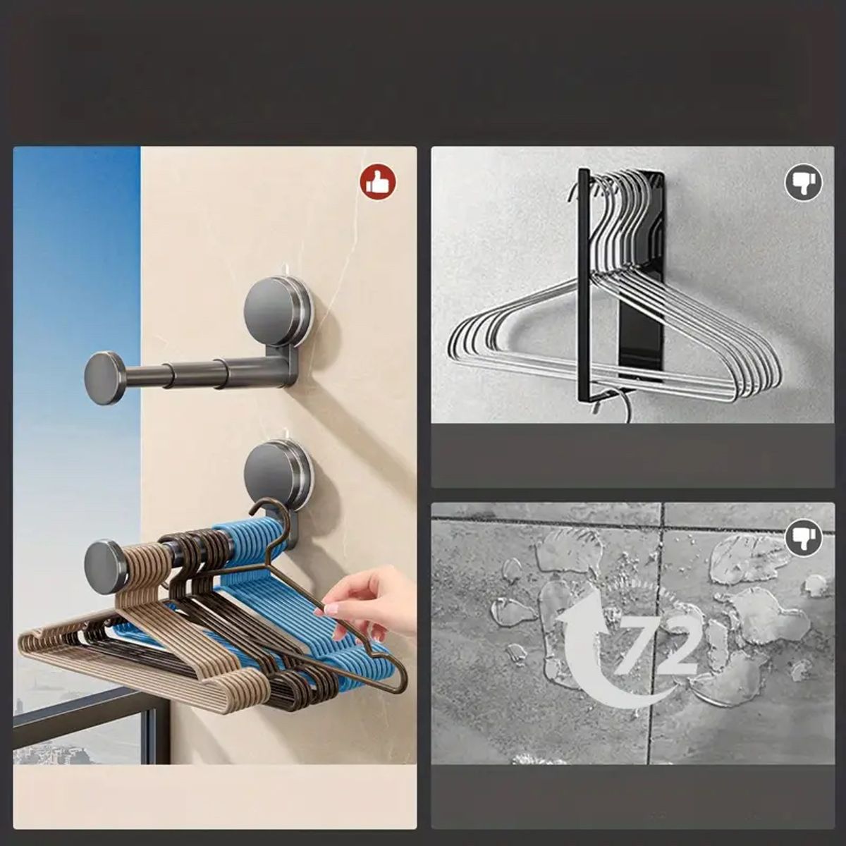 PUREPOWER - Organizador de Ropa 2 piezas con Ventosa, Telescópico y Sin Agujeros - Ajustable y Portátil