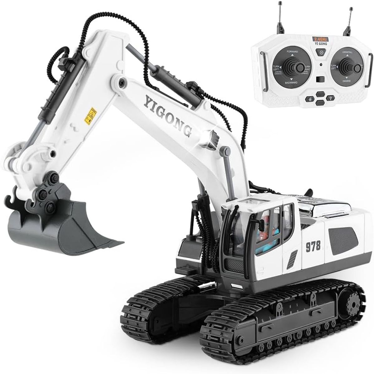 TATEE - Juguetes excavador 11 canales Con control remoto Blanco