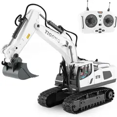 TATEE - Juguetes excavador 11 canales Con control remoto Blanco