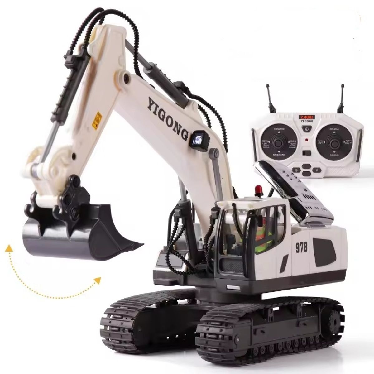 TATEE - Juguetes excavador 11 canales Con control remoto Blanco