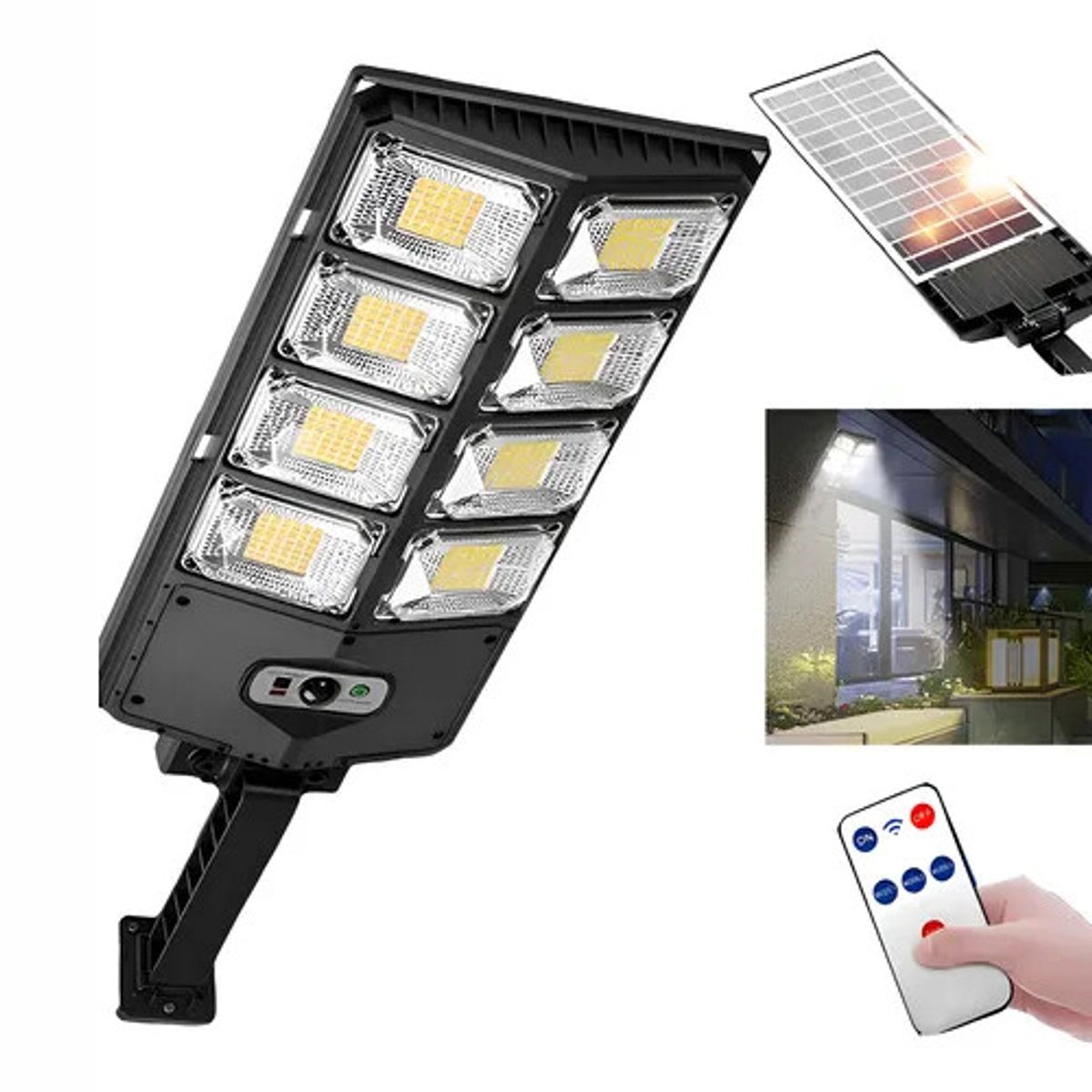 GENERICO - Lampara Solar Exterior con Control Remoto y Sensor de Movimiento
