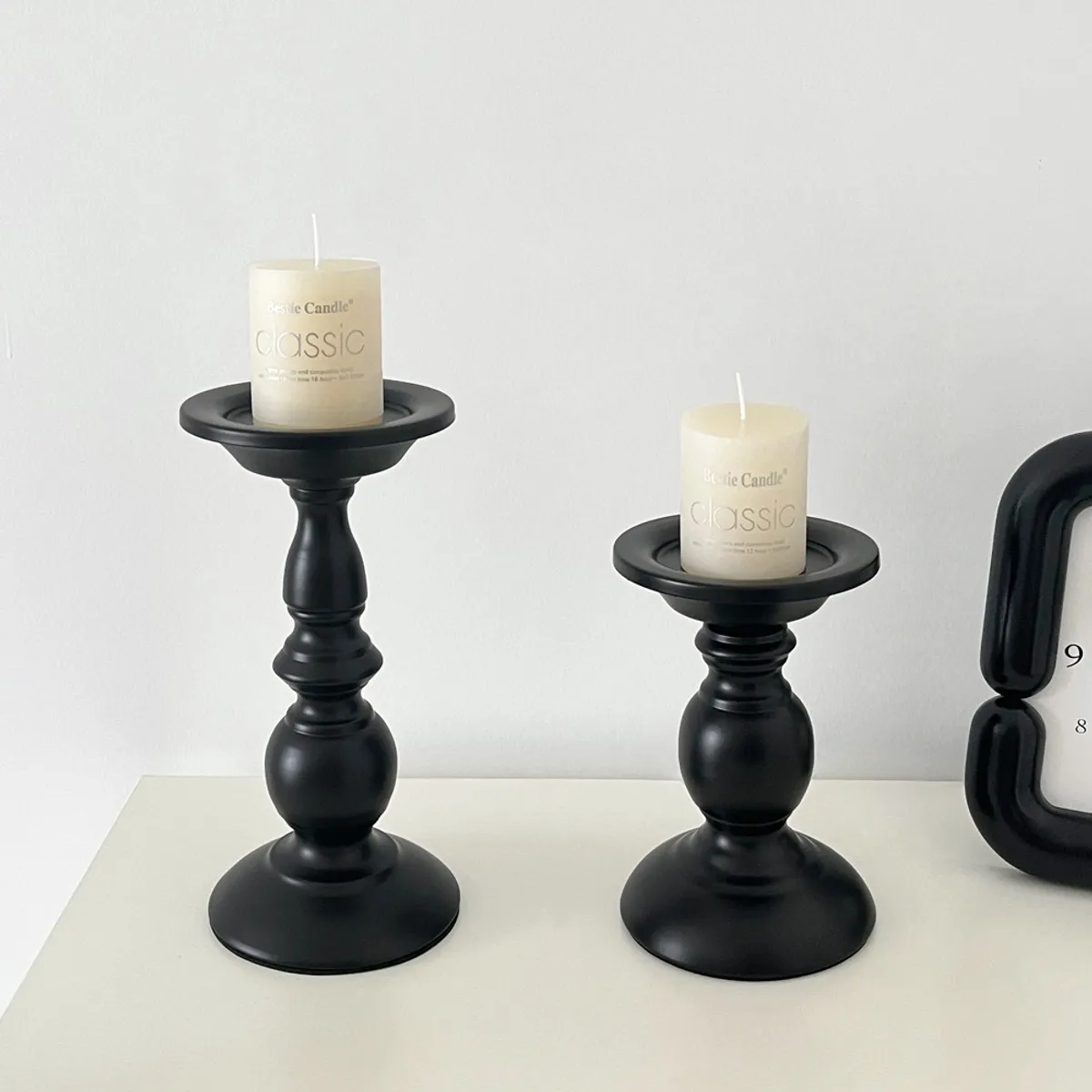 TATEE - Set 2 Candelero Conjunto de tallas negro 16Y22CM