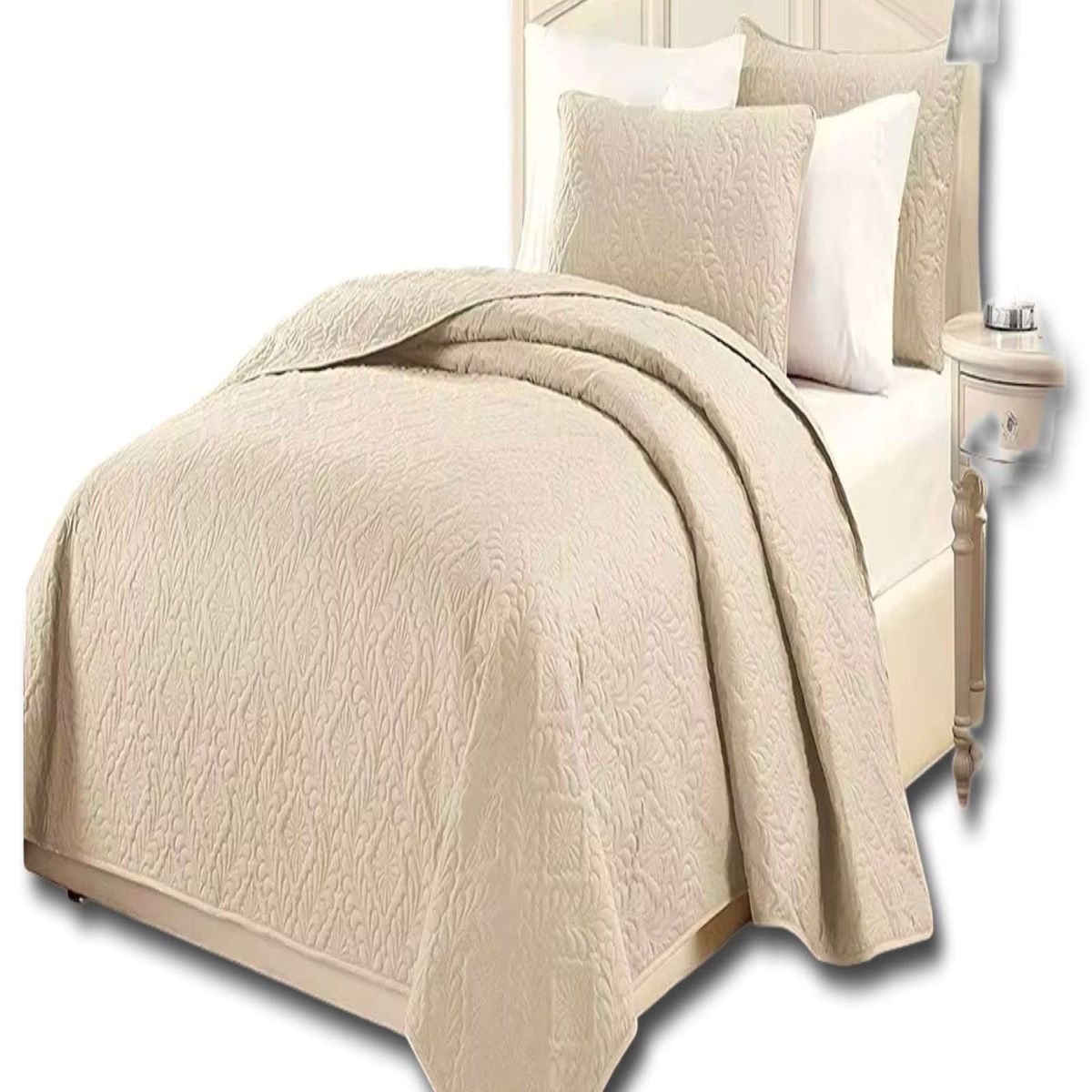 GENERICO - CUBRECAMA QUILT DE VERANO SUPER ELEGANTE KING - SUPER KING 250 X 270 CM COLOR BEIGE