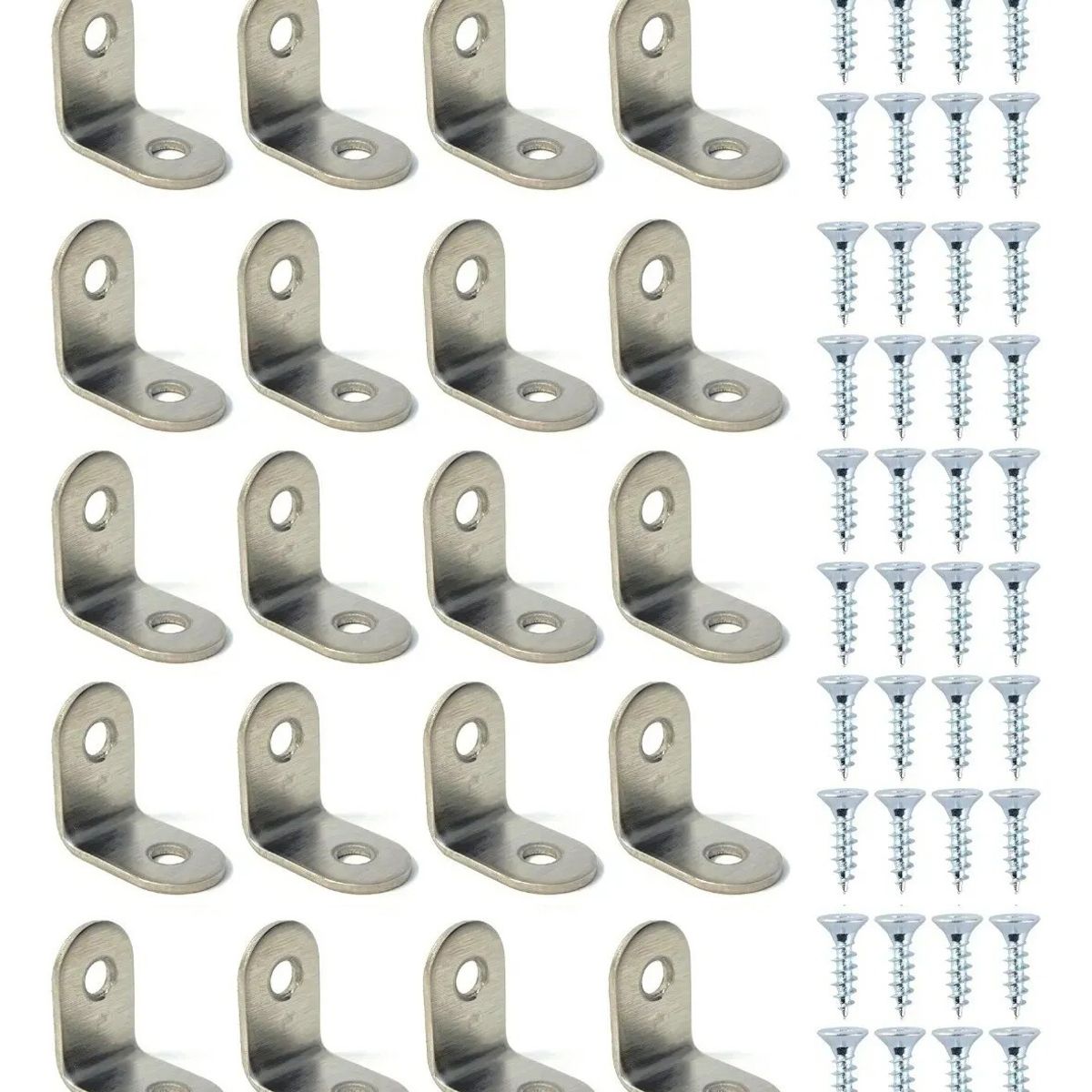 KUANGYE - Pack 20 Escuadra Silla 25x25mm Acero Inoxidable + Tornillos
