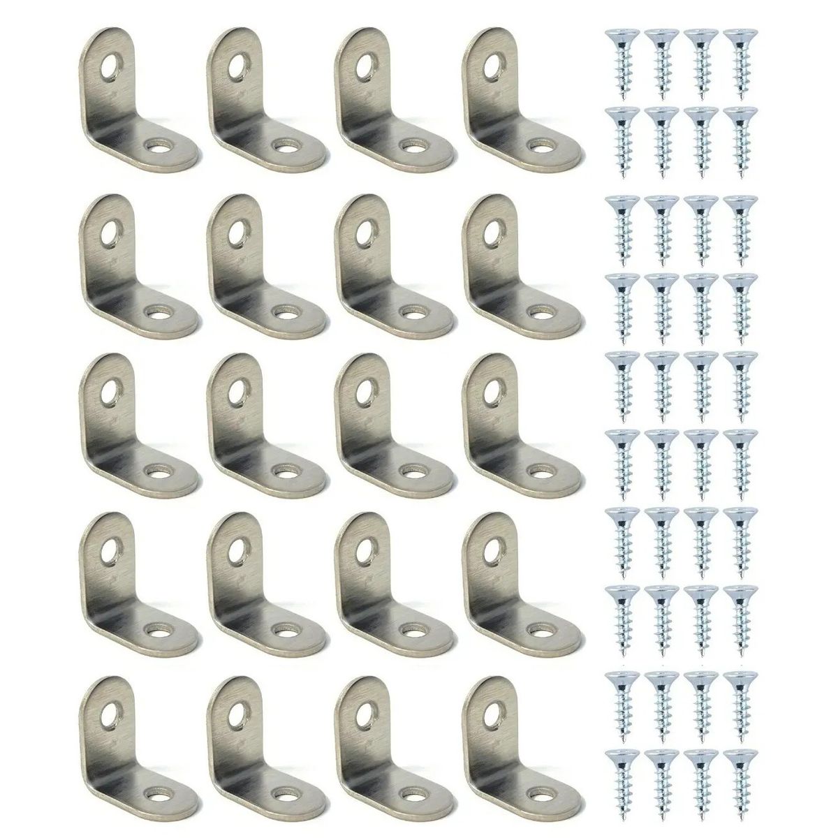 KUANGYE - Pack 20 Escuadra Silla 25x25mm Acero Inoxidable + Tornillos