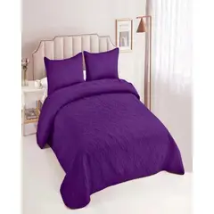 GENERICO - COLCHA ELEGANTE QUILT VERANO PLAZA Y MEDIA VIOLETA