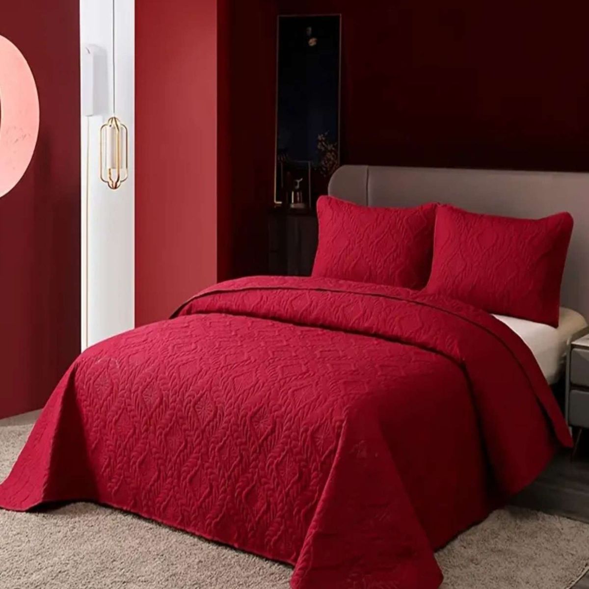 GENERICO - COLCHA ELEGANTE  QUILT VERANO KING - SUPER KING 250 CM X 270 CM BURDEO