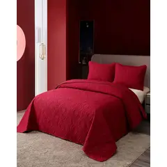 GENERICO - COLCHA ELEGANTE QUILT VERANO KING - SUPER KING 250 CM X 270 CM BURDEO.