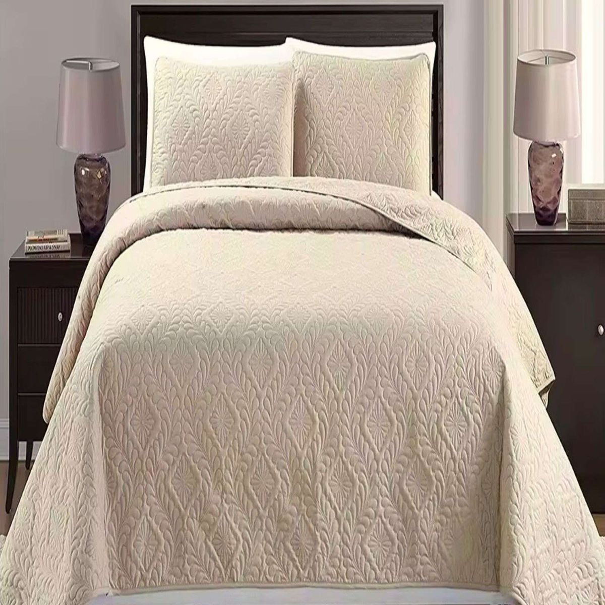 GENERICO - COLCHA ELEGANTE  QUILT VERANO KING - SUPER KING 250 CM X 270 CM BEIGE