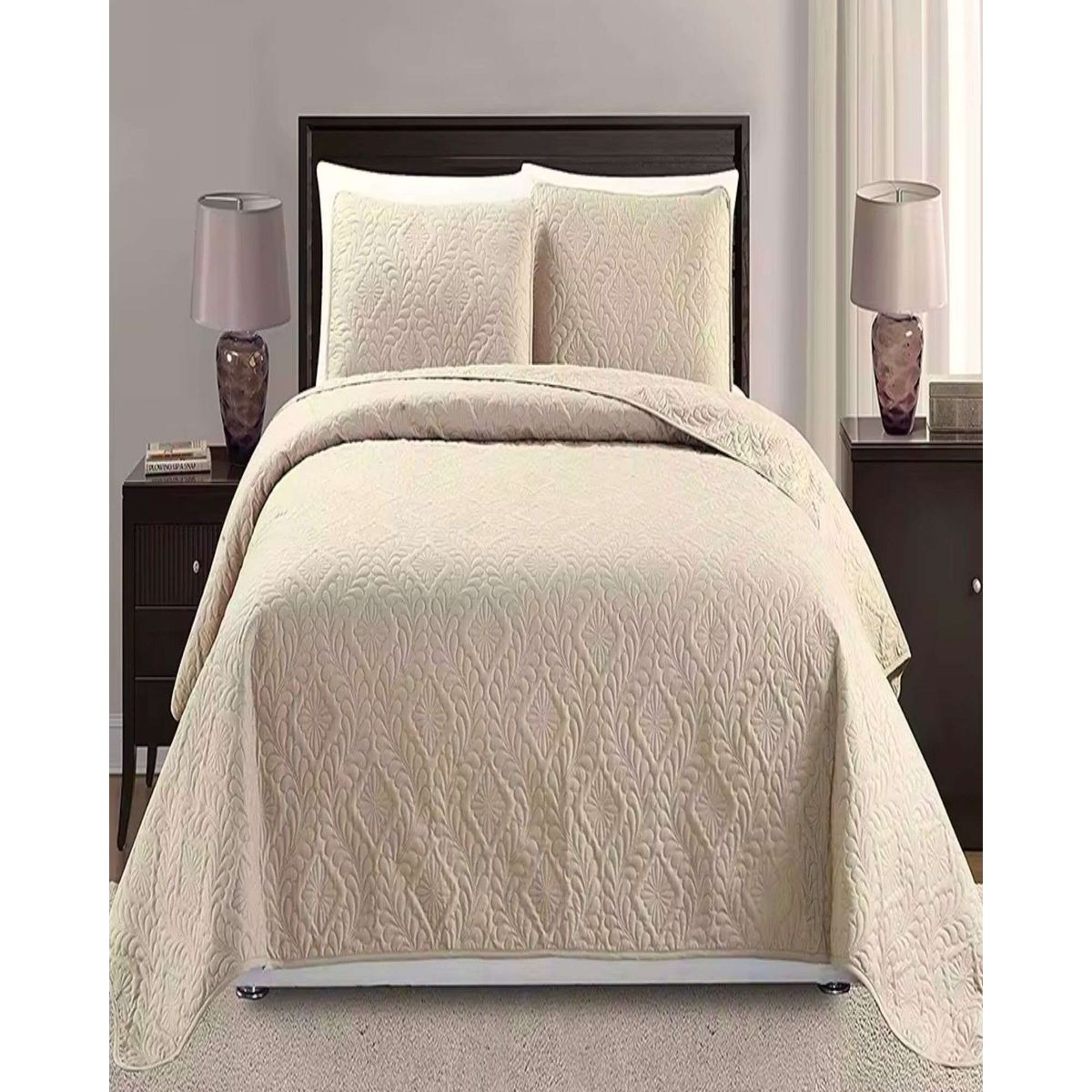 GENERICO - COLCHA ELEGANTE  QUILT VERANO KING - SUPER KING 250 CM X 270 CM BEIGE