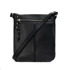 BRAVA - Bandolera de cuero modelo SOL negro