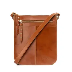 BRAVA - Bandolera de cuero modelo SOL Tostado