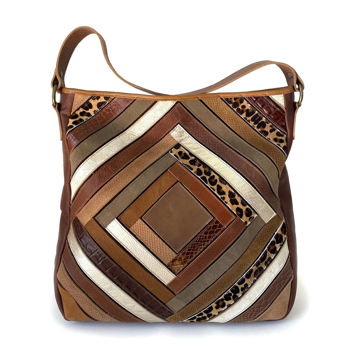 BRAVA - Cartera de cuero modelo GRETA Tostado