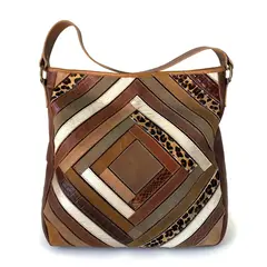 BRAVA - Cartera de cuero modelo GRETA Tostado