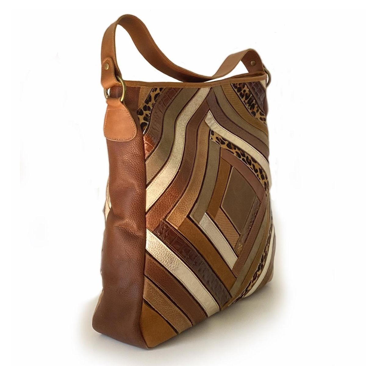 BRAVA - Cartera de cuero modelo GRETA Tostado