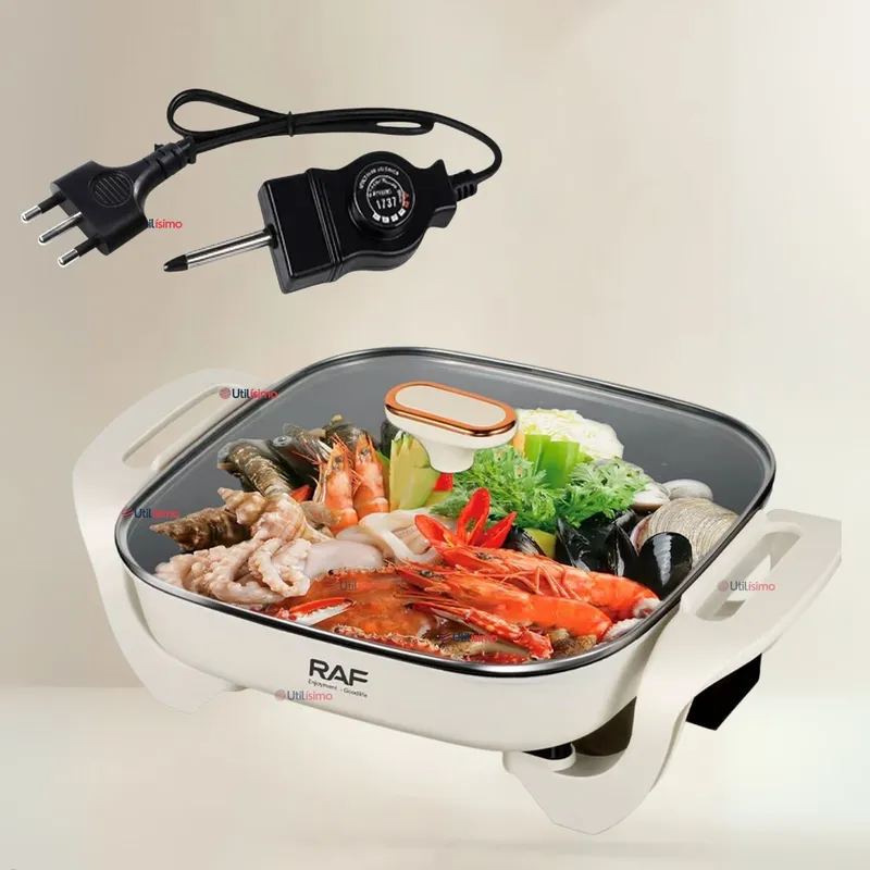 RAF - Sartén Eléctrico Antiadherente Multifuncional 5 Litros 1200W de Potencia