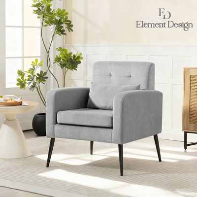 Imagen 2 del producto Poltrona Sitial Oslo Chenille Gris Sillón Retro Moderno Living Dormitorio