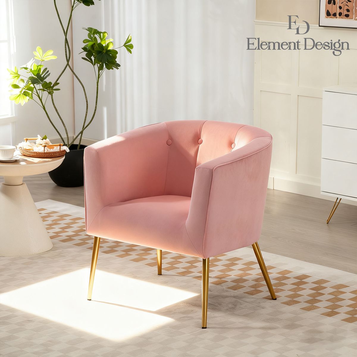 ELEMENT DESIGN - Poltrona Sitial Aurora Sillón Moderno 1 cuerpo Rosa de Terciopelo