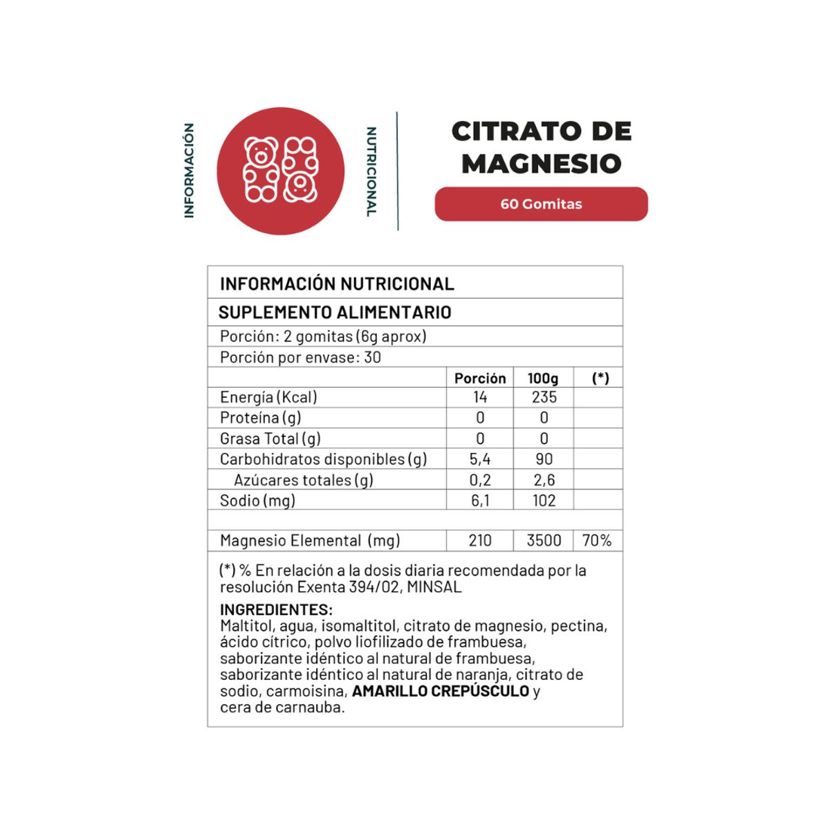 KARUNLIFE - Citrato de Magnesio 60 Gomitas Karun Life