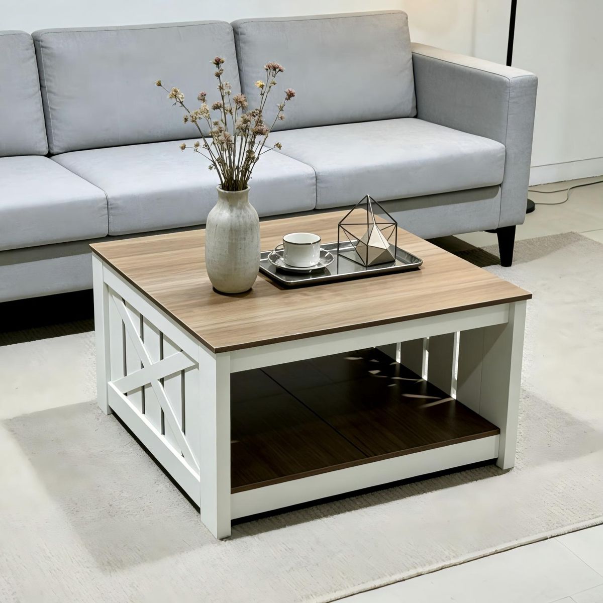 ELEMENT DESIGN - Mesa de Centro para Sala Minimalistas MDF Rectangular 80x80x46cm