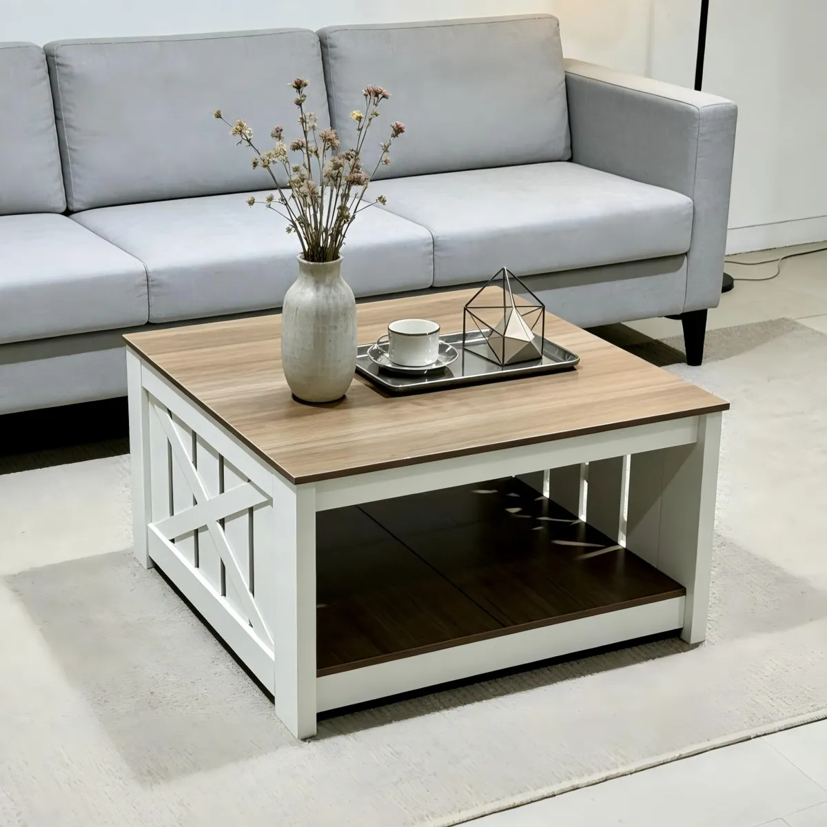 ELEMENT DESIGN - Mesa de Centro para Sala Minimalistas MDF Rectangular 80x80x46cm