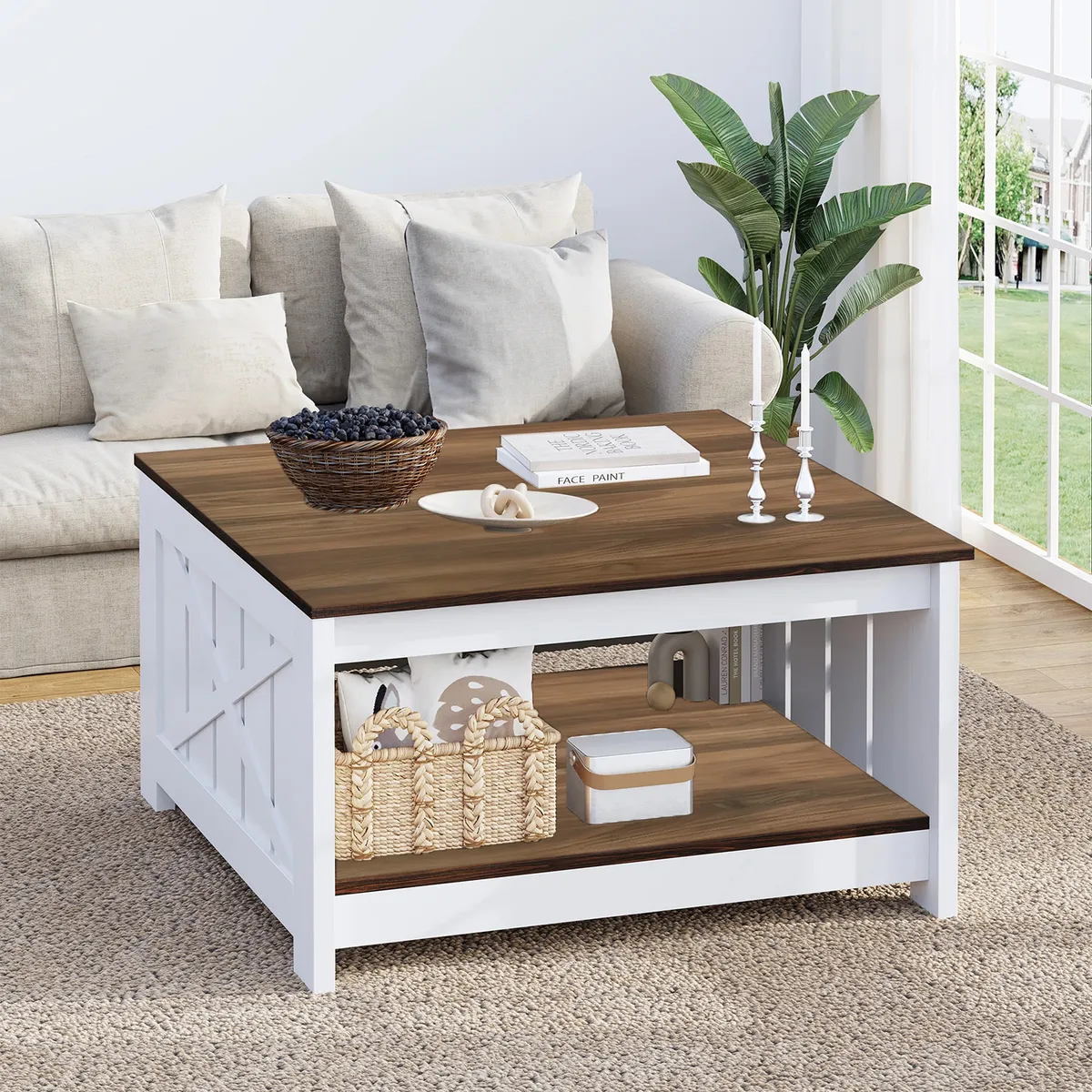 ELEMENT DESIGN - Mesa de Centro para Sala Minimalistas MDF Rectangular 80x80x46cm