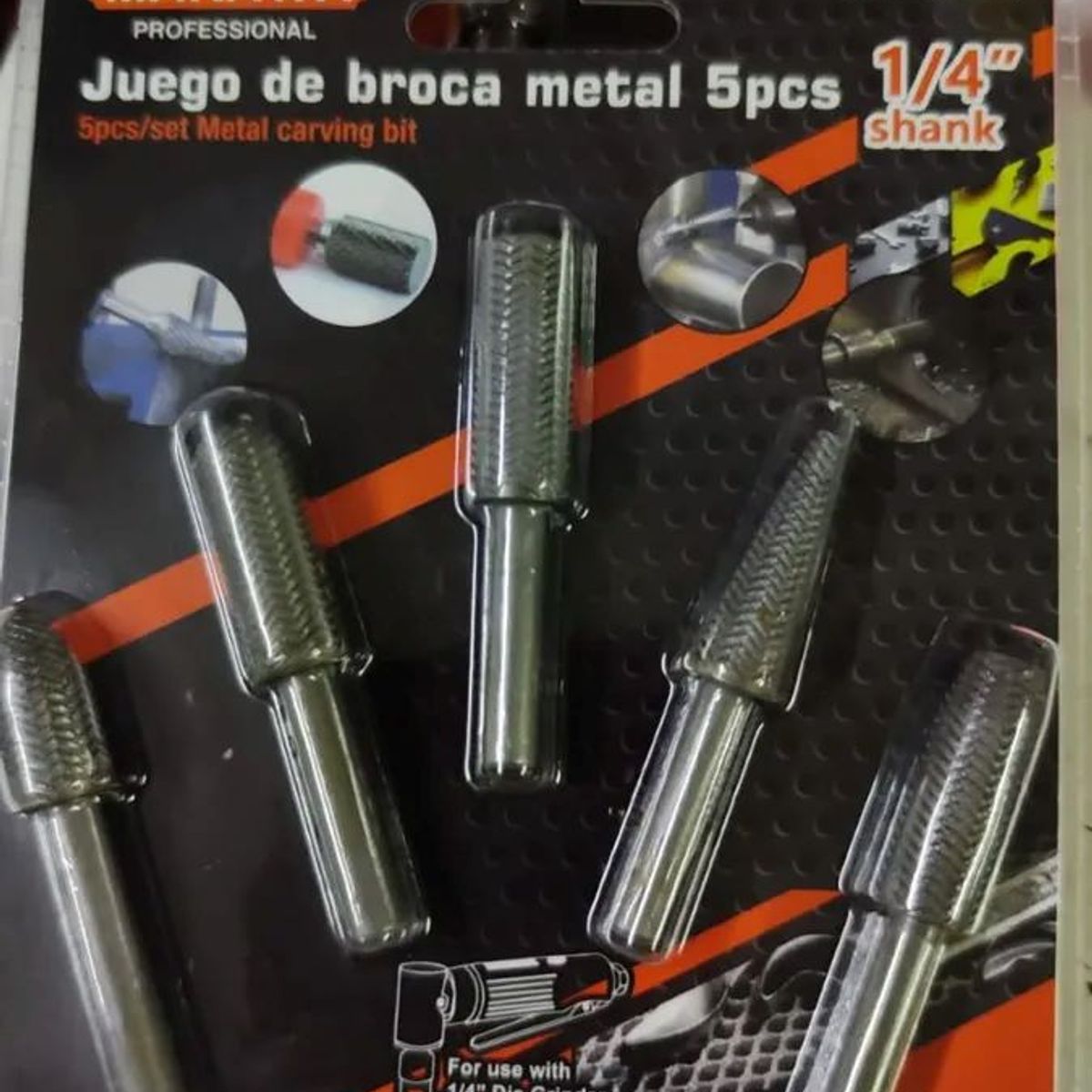 METALFER - Set Juego 5 Brocas Escofina Para Metal 1/4 Max 20.000 Rpm