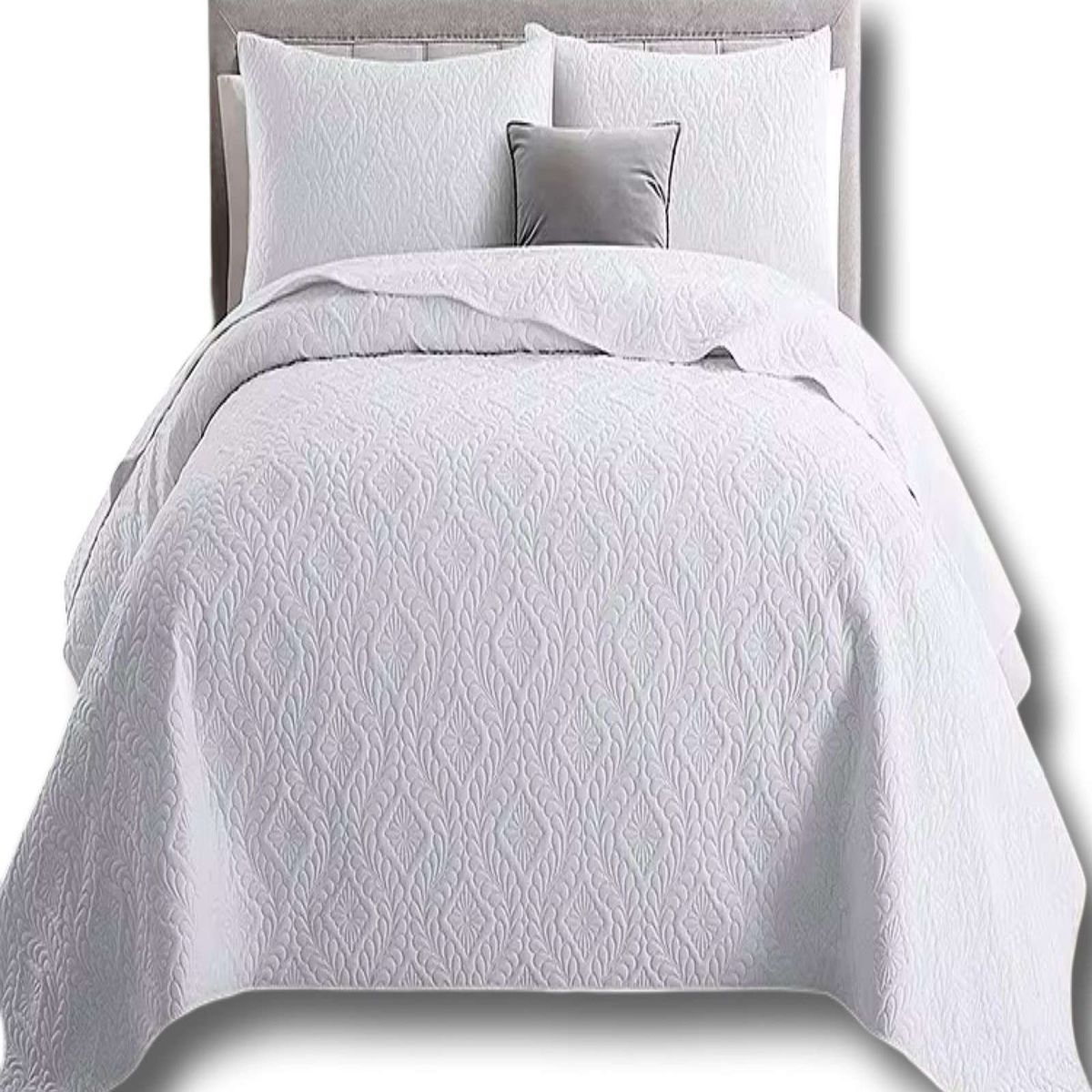 GENERICO - CUBRECAMA QUILT DE VERANO ELEGANTE PLAZA Y MEDIA COLOR BLANCO