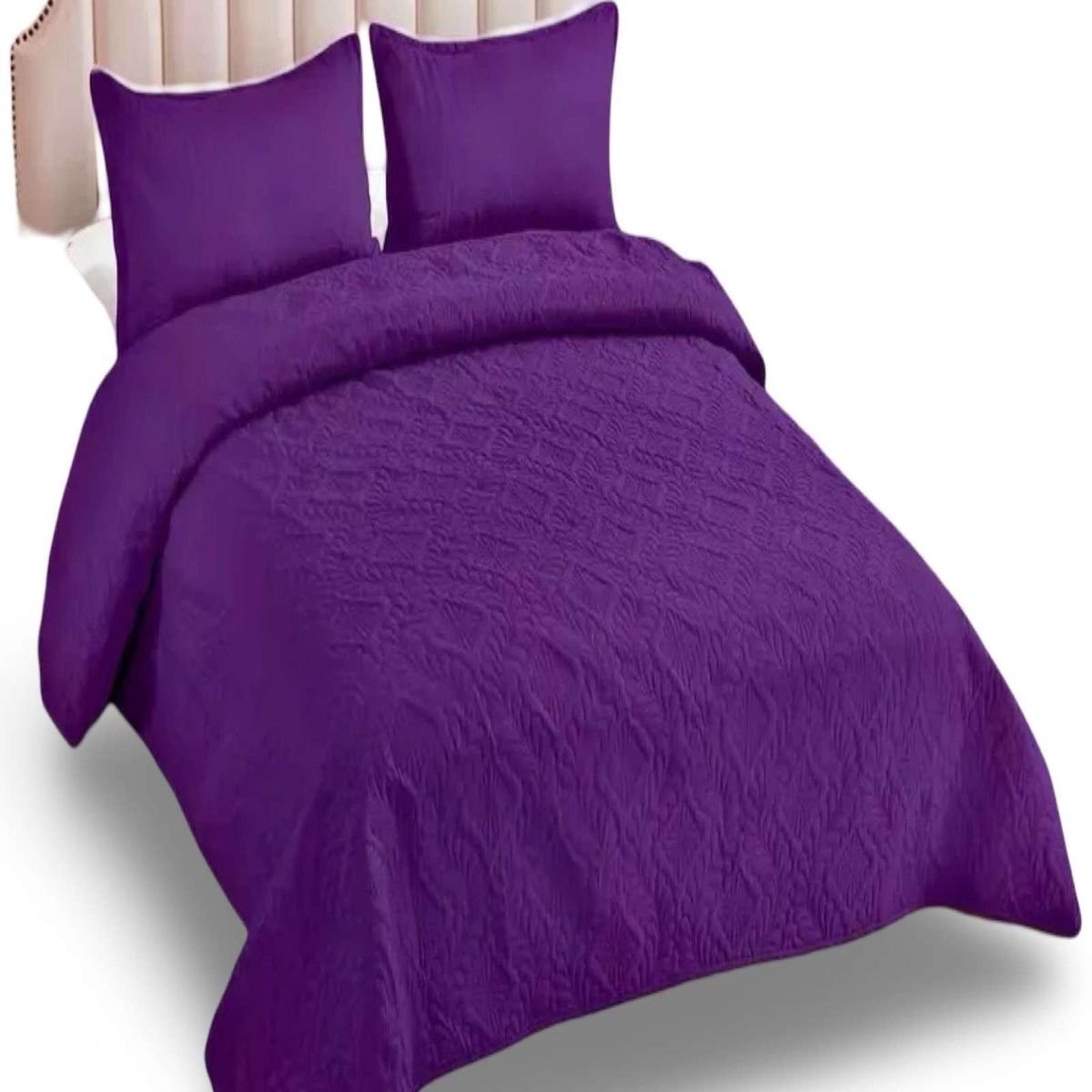 GENERICO - CUBRECAMA QUILT DE VERANO ELEGANTE PLAZA Y MEDIA COLOR VIOLETA