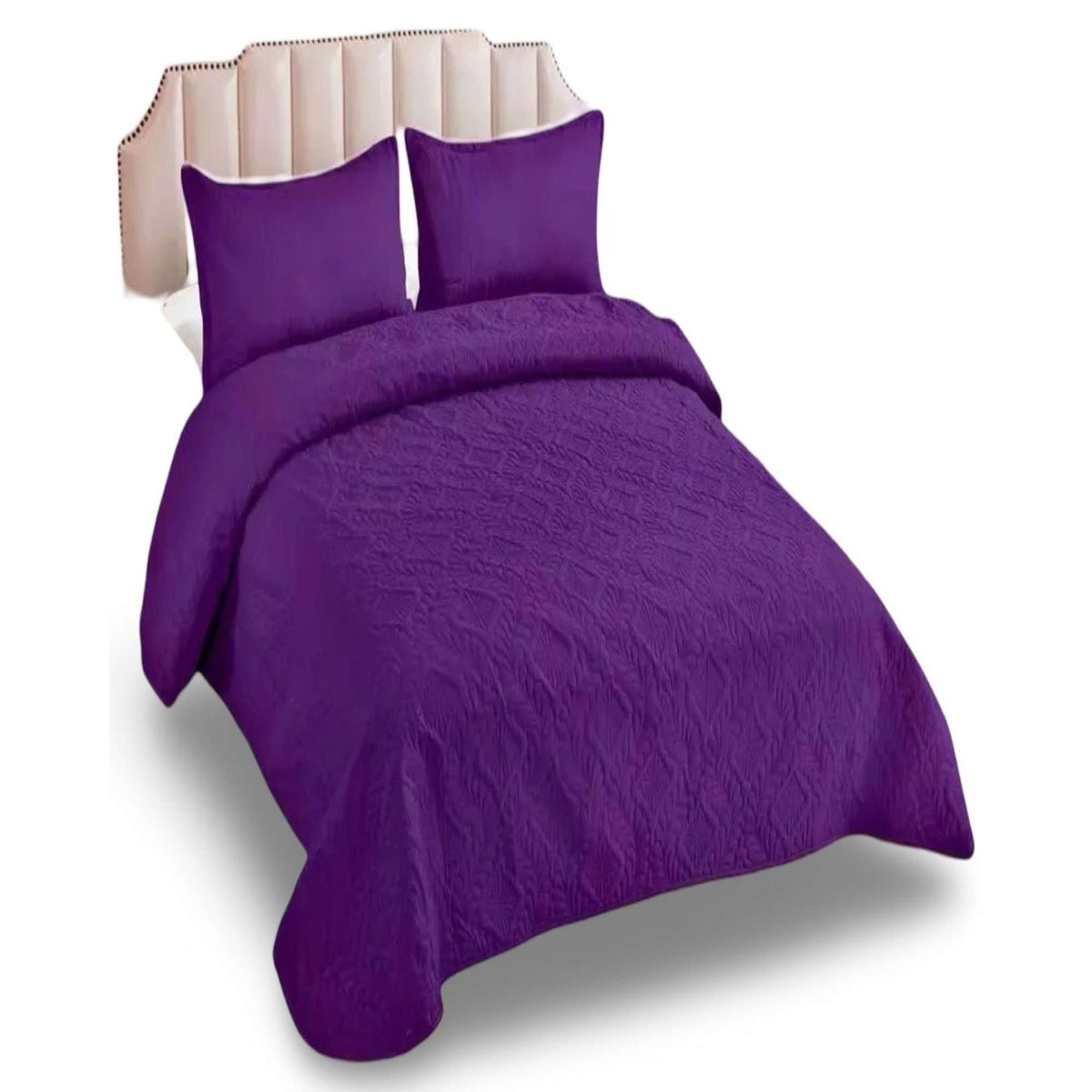 GENERICO - CUBRECAMA QUILT DE VERANO ELEGANTE PLAZA Y MEDIA COLOR VIOLETA