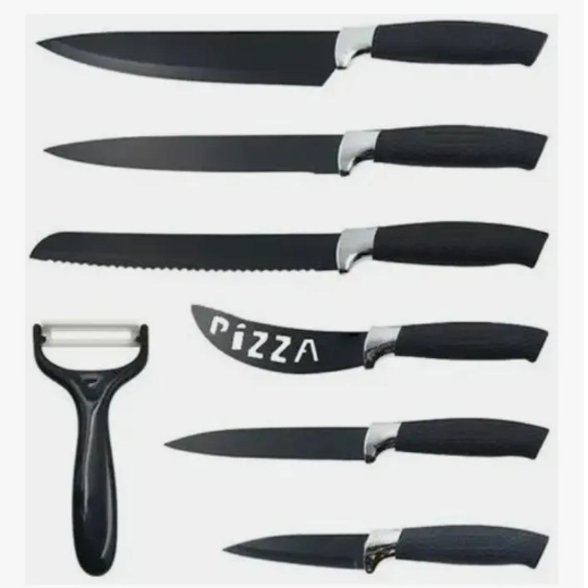GENERICO - Set Cuchillos 7 Pieza Juegos Cuchillos Cuchillo Asado Cocina Negro