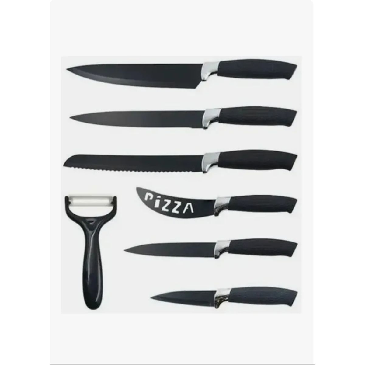 GENERICO - Set Cuchillos 7 Pieza Juegos Cuchillos Cuchillo Asado Cocina Negro