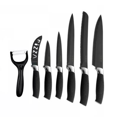 Imagen 2 del producto Set Cuchillos 7 Pieza Juegos Cuchillos Cuchillo Asado Cocina Negro