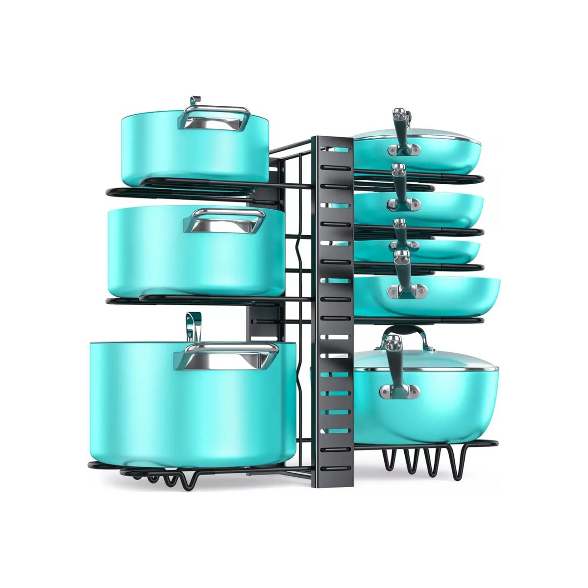 GENERICO - Organizador Ajustable 8 Niveles Para Ollas Sartenes Y Tapas Negro