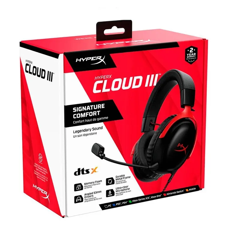 HYPERX - Audífonos Gamer Hyperx Cloud III Gamer Black  red