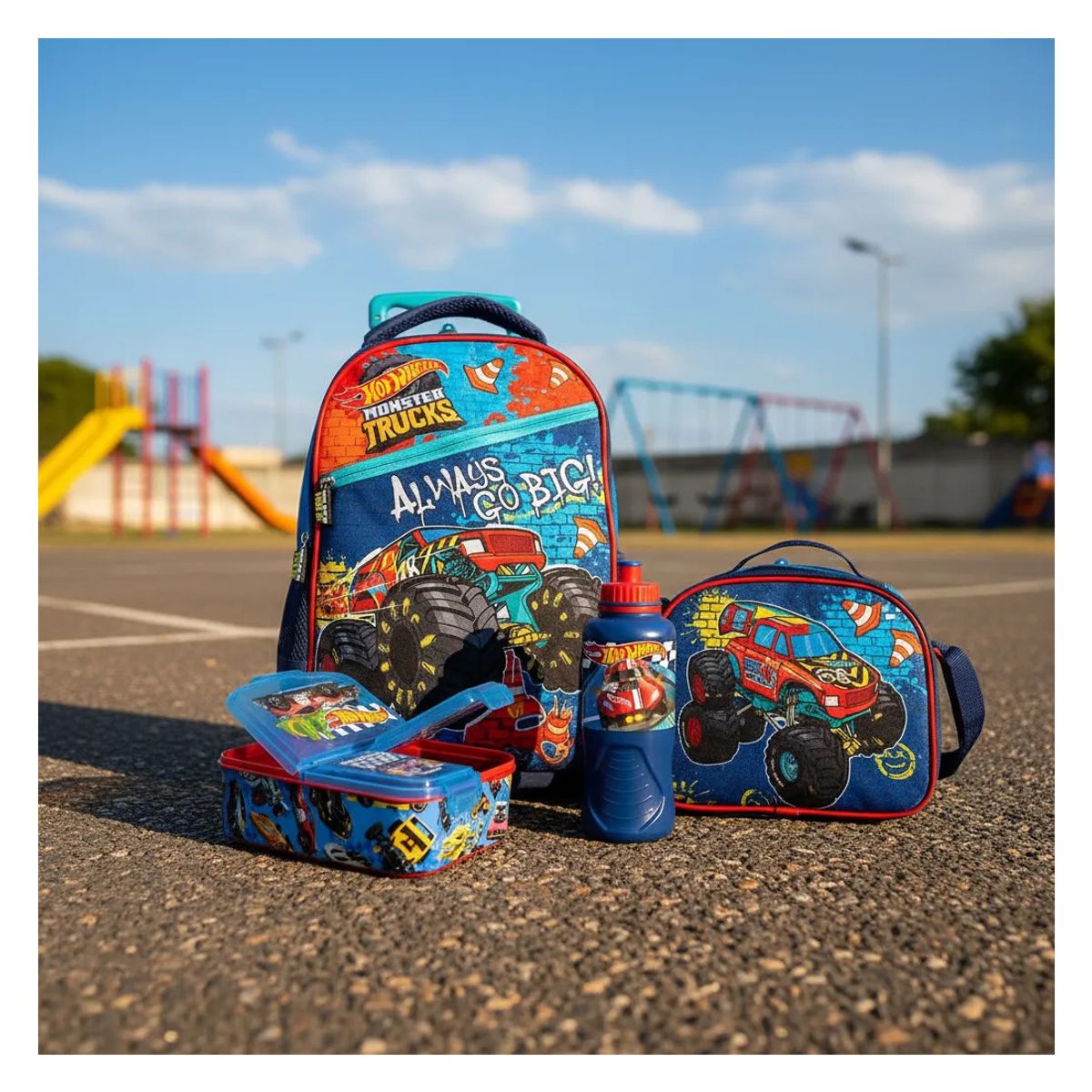 HOT WHEELS - Set Mochila Escolar con ruedas Hot Wheels + Accesorios 2