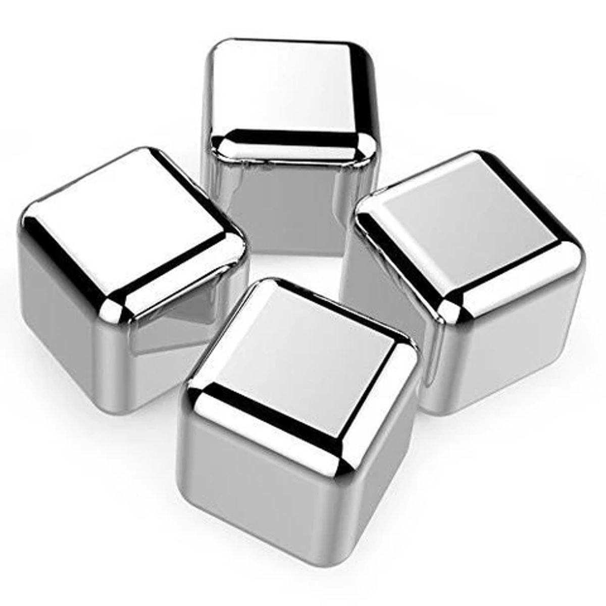 GENERICO - Set De 4 Cubos De Acero Hielo Reutilizables Enfriar Tragos Plateado