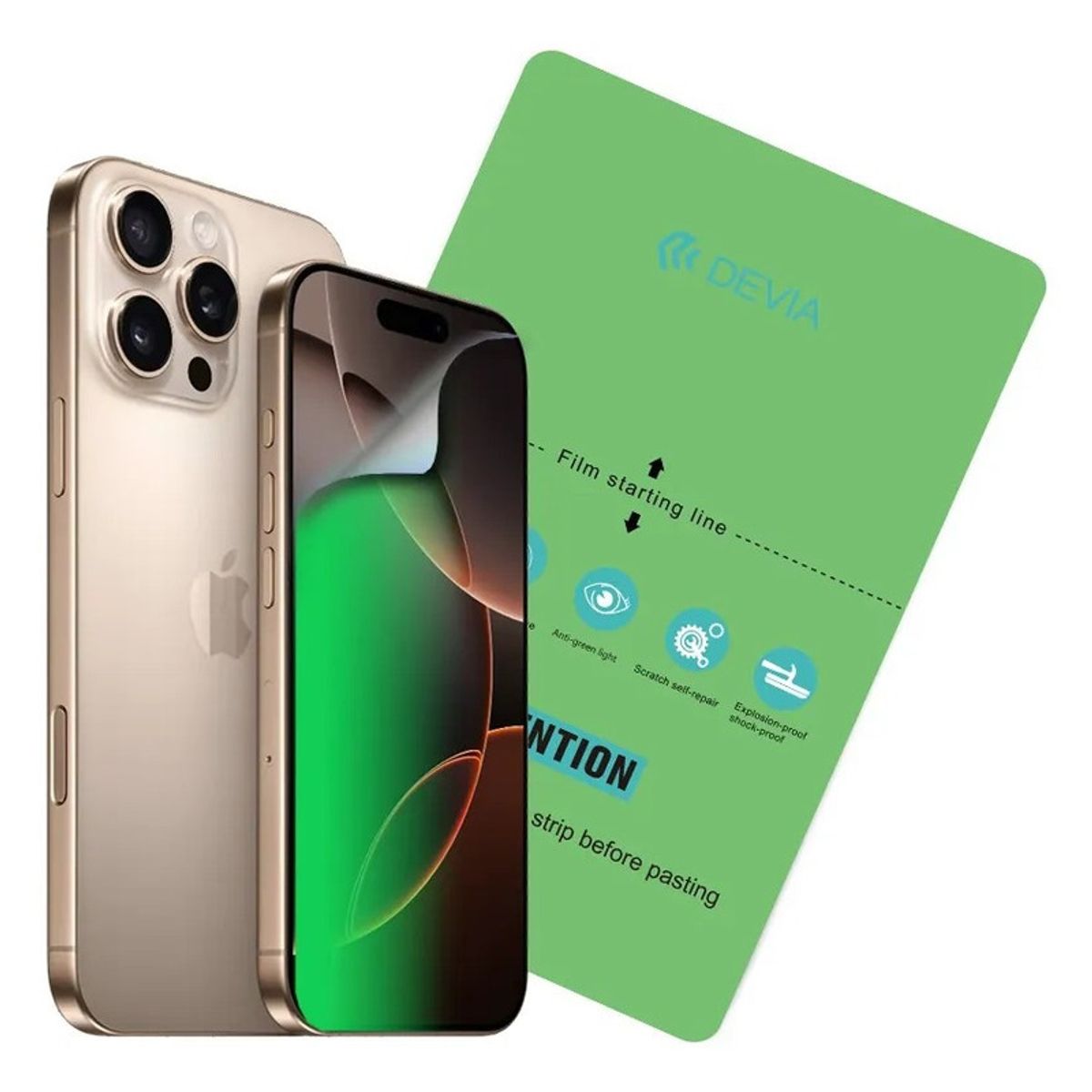 DEVIA - Lámina Hidrogel Devia Anti Luz Azul GreenRay para iPhone Air