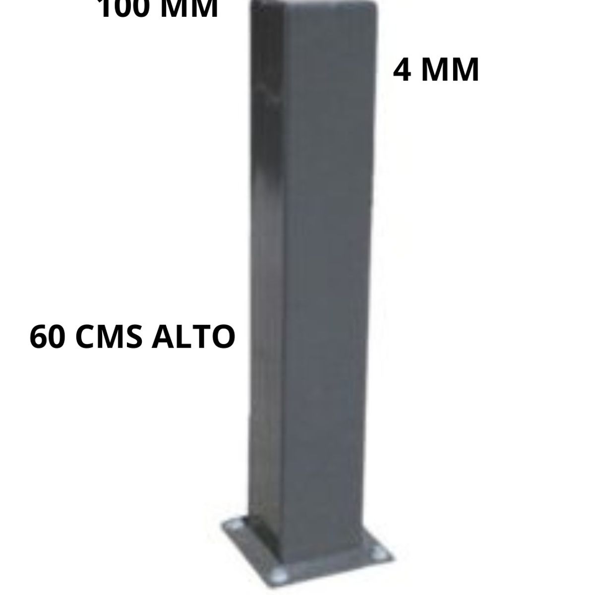 GENERICO - BOLARDO CUADRADO METALICO CON PLACA BASE SEGURIDAD  Y DEMILITACION URBANA  / INDUSTRIAL